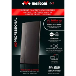 Meliconi - Antenne TV amplifiée d'intérieur AD PROFESSIONAL R1 USB - Portée 20kms - Signaux numériques DVBT/DVB-T2 - Filtres 4G 5G