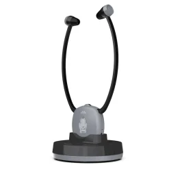 Meliconi - Casque TV EASY AUDIO - sans fil avec station d'accueil et de charge - Autonomie 15h - Portée 20m