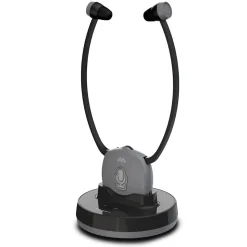 Meliconi - Casque TV EASY AUDIO - sans fil avec station d'accueil et de charge - Autonomie 15h - Portée 20m