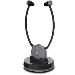 Meliconi - Casque TV EASY AUDIO - sans fil avec station d'accueil et de charge - Autonomie 15h - Portée 20m