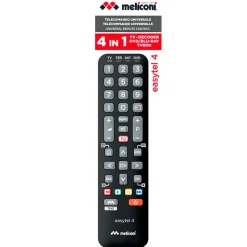 Meliconi - Télécommande universelle EASYTEL 4 pour 4 appareils TV, SAT, TNT, DVD, BOX - 100% fonctions d'origine - Touche Netflix