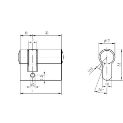 Metalux - Demi-Cylindre de serrure 30x10 Barillet anti-crochetage protection contre le perçage idéal pour porte de garage