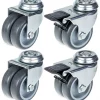 75mm 3" roulette double caoutchouc gris pivotante et frein capacité 400kg, jeu de 4