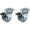 75mm 3" roulette double caoutchouc gris pivotante avec frein capacité 200kg, jeu de 2