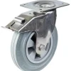 200mm 8" roulettes en acier inoxydable caoutchouc gris, pivotantes avec frein, 205kg