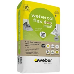 Mortier - colle déformable pour carrelage (C2 et S1) WEBERCOL FLEX ECO - Sac de 25 Kg - GRIS
