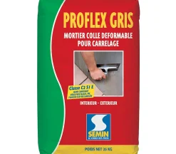 Mortier Colle Déformable pour Carrelage Proflex Gris Semin, Intérieur/Extérieur, sac de 25 kg