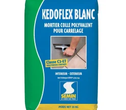 Mortier Colle Polyvalent pour Carrelage Kedoflex Blanc Semin, Intérieur/Extérieur, sac de 25 kg