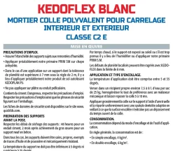 Mortier Colle Polyvalent pour Carrelage Kedoflex Blanc Semin, Intérieur/Extérieur, sac de 25 kg