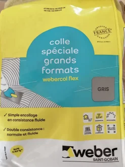 Mortier colle pour carrelage WEBERCOL FLEX intérieur et extérieur (C2S1 et EG) - Sac 5 Kg - GRIS