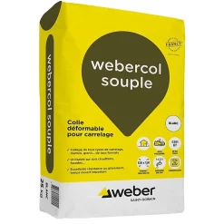 Mortier-colle déformable Webercol souple - blanc - sac de 25 kg - Mortier colle souple - Blanc - 25 kg