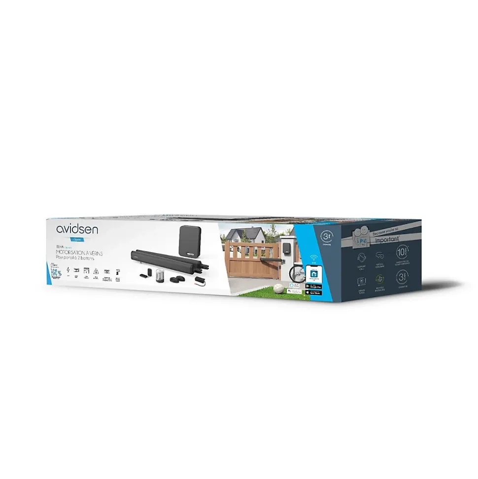 Motorisation connectée à vérins pour portail à battants - Teha Connect + batterie de secours + 2 télécommandes supp.