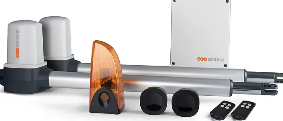 Motorisation vérin portail battant, 24V, 2 télécommandes portée 50m, Feu clignotant ampoule LED, Garantie 5 ans, Long. 4 m