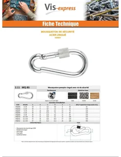 Mousqueton de sécurité Diamètre Câble 18 Acier zingué - 1 pièce