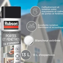 Mousse expansive Rubson Portes et Fenêtres aérosol 500ml