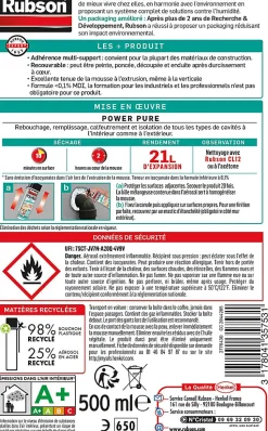 Mousse Expansive Rubson Power Pure Aérosol, 21L