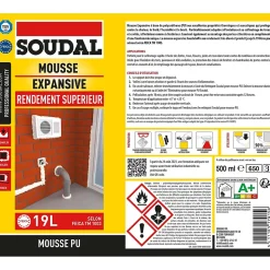 Mousse expansive Soudal jaune 3 x 500ml