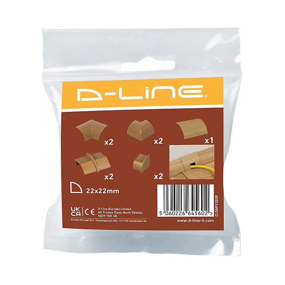Multi-Pack d'accessoires pour goulotte D-Line effet bois vernissable 22x22mm