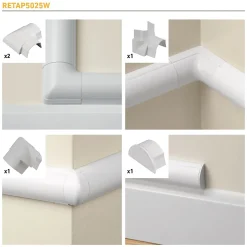 Multi-pack d'accessoires pour goulotte D-Line blanche 50 x 25 mm