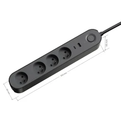 Multiprise 4 prises + 2 USB Jacobsen 1.5 m noire