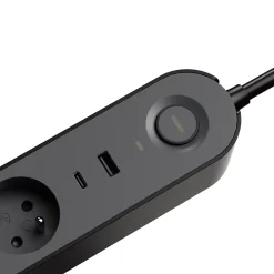 Multiprise 4 prises + 2 USB Jacobsen 1.5 m noire