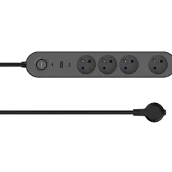 Multiprise 4 prises + 2 USB Jacobsen 1.5 m noire