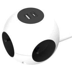 Multiprise 4 prises + 2 USB Jacobsen 1.5 m forme cube
