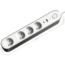 Multiprise 4 prises + 2 USB Jacobsen 1.5 m blanche