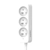 Multiprise 3 prises 2 pôles + terre Quarx blanc / gris 1.5 m