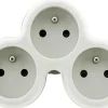 Multiprise 3 prises 16A blanc/gris Homepower 230V
