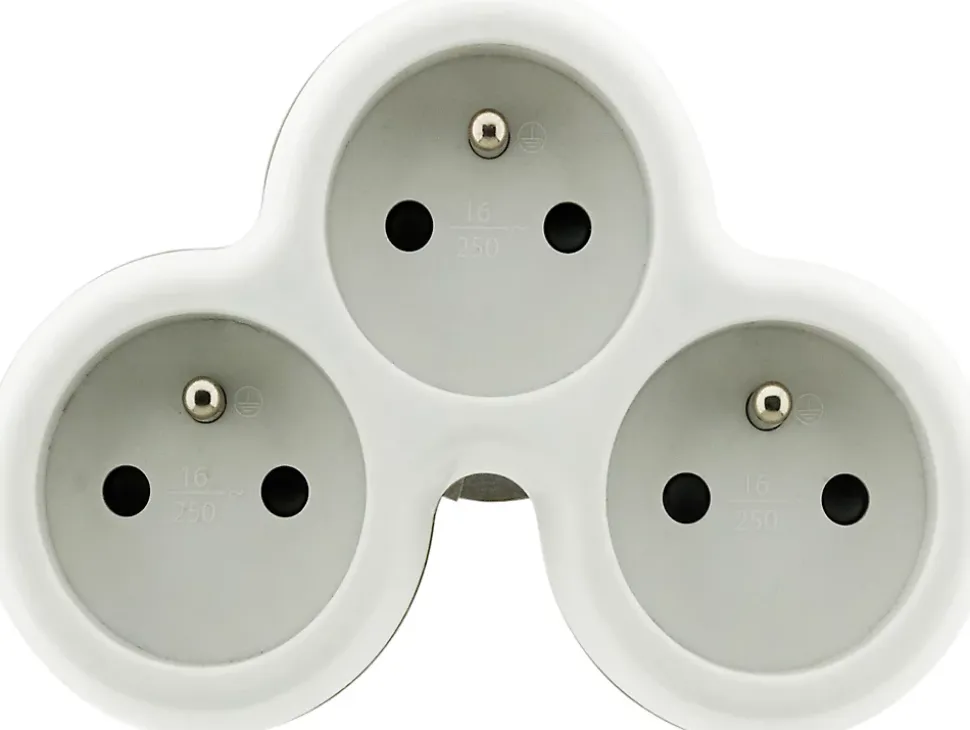 Multiprise 3 prises 16A blanc/gris Homepower 230V