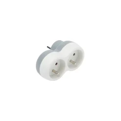 Multiprise 2 prises Diall 16A blanc/gris