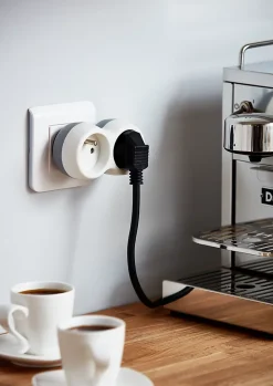 Multiprise 2 prises Diall 16A blanc/gris
