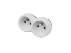 Multiprise 2 prises Diall 16A blanc/gris