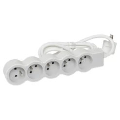 Multiprise 5 prises Legrand blanc et gris 3 m