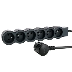 Multiprise 6 prises Legrand noir et gris 1.5 m