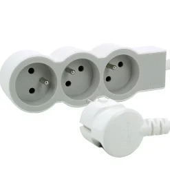 Multiprise 3 prises Legrand blanc et gris 1.5 m