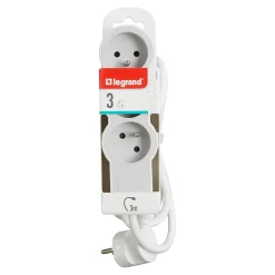 Multiprise 3 prises Legrand blanc et gris 3 m