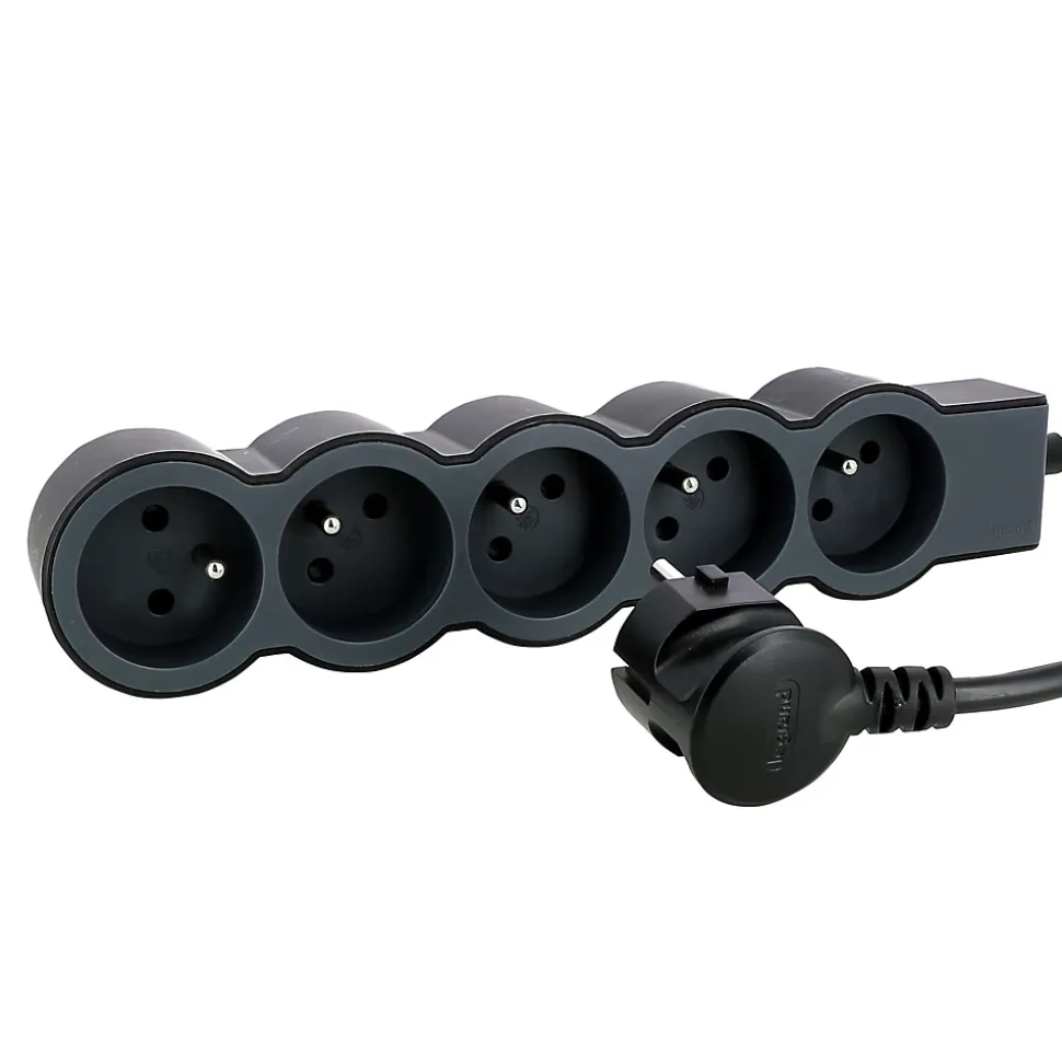 Multiprise 5 prises Legrand noir et gris 1.5 m