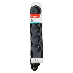 Multiprise 5 prises Legrand noir et gris 1.5 m