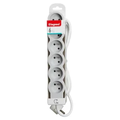 Multiprise 6 prises Legrand blanc et gris 3 m
