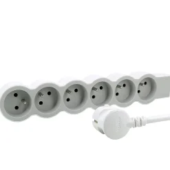 Multiprise 6 prises Legrand blanc et gris 3 m