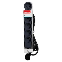Multiprise 6 prises Legrand noir et gris 3 m