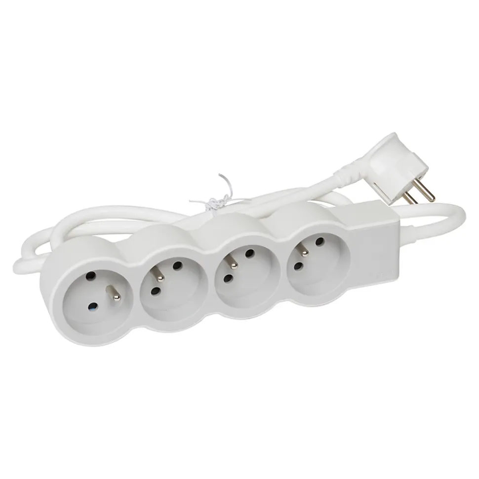 Multiprise 4 prises Legrand blanc et gris 3 m