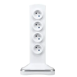 Multiprise 8 prises parafoudre sur socle USB 2m blanc
