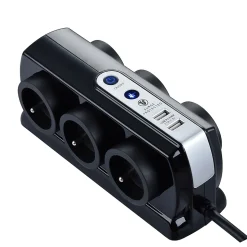 Multiprise 6 prises parafoudre USB Diall 2m noir