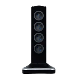 Multiprise 8 prises parafoudre vertical USB 2m noir