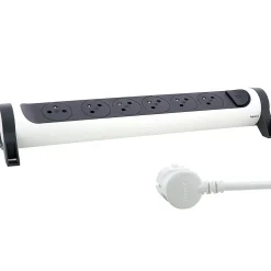 Multiprise 6 prises rotative à fixer Legrand blanc et gris 3 m
