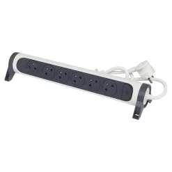 Multiprise 6 prises rotative à fixer Legrand blanc et gris 3 m