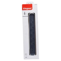 Multiprise 6 prises rotative à fixer Legrand blanc et gris 3 m